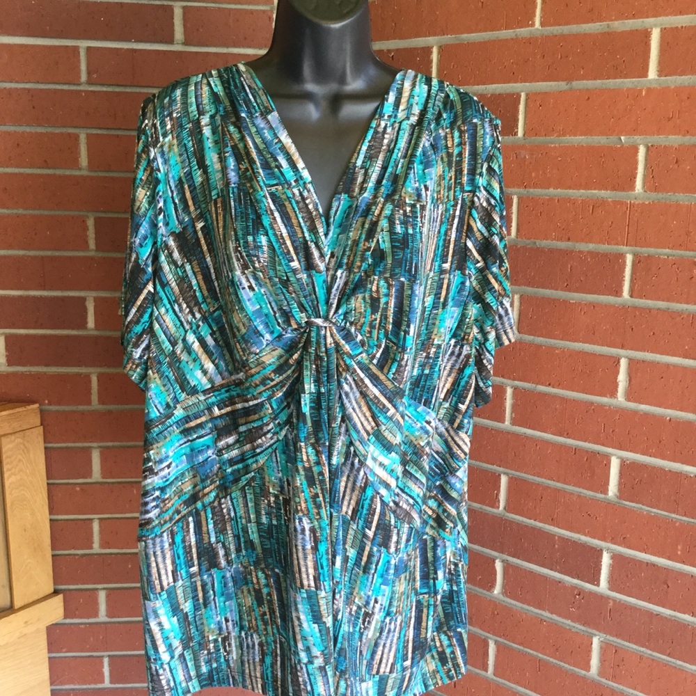 CJ Banks Teal Turquoise Top  3X